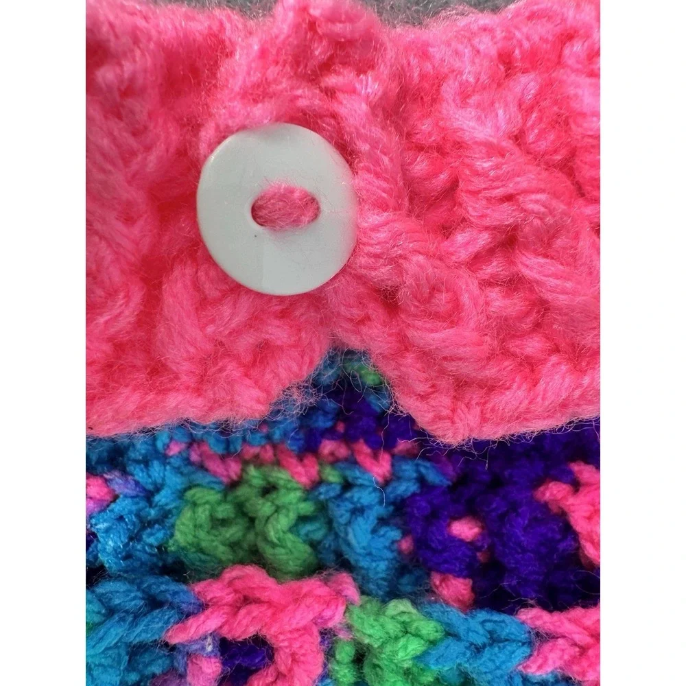 Extra Small Dog‎ Sweater Crochet Variegated Pink Blue Green Handmade